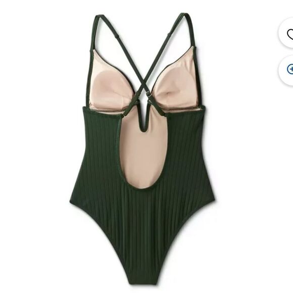 SHADE & SHORE Ribbed Cheeky One-Piece Bathing suit small - Picture 4 of 10